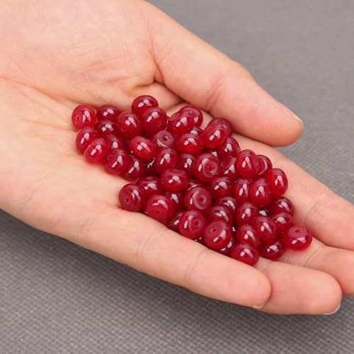 BONNY BOXX 1 Strand Natural 5 * 8mm Garnet Jade Rondelle Beads, Natural Abacus Disk Stone Beads Loose Spacer Gemstone for DIY Bracelet Necklace Jewelry Making - color: Garnet Jade, size: 5*8MM