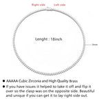 BREN 3mm 3 Prong Tennis Necklaces for Women Men, 18K White/Yellow Gold Plated 16/18 inches Round Cubic Zirconia Dainty Chain Jewelry - color: White Gold-3mm, size: 18 inch