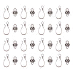 Craftdady 20 Sets Antique Silver S Hook Eye Clasps Tibetan Metal Toggle Clasps Closure End Clasps for Bracelet Necklace Jewelry Making - color: Antique Silver, 24x11mm