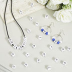 1 Box 10MM 208PCS 26 Styles Square Acrylic Alphabet Bead with Large Hole A to Z White Cube Shaped Loose Spacer Beads Bulk for Jewelry Making Christmas Holiday Party Gift Adult DIY Craft