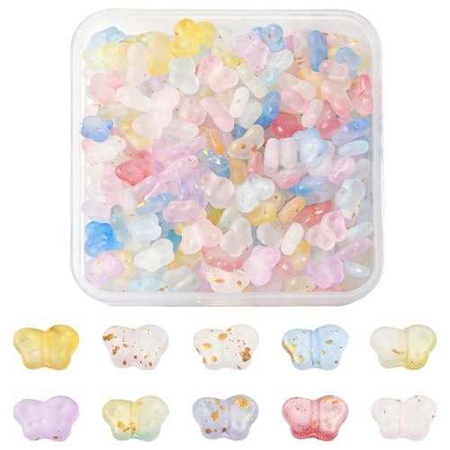 200Pcs Cute Butterfly Acrylic Beads for Jewelry Making AB Colorful Transparent Spacer Beads for Bracelets Necklace Earrings Making DIY Crafts Gift - color: Multi-colored Butterfly- 200 pcs