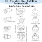 SUNNYCLUE 1 Box 4 Styles 16Pcs Ring Blank Setting Stainless Steel Bezel Ring Blanks Silver Adjustable Antique Metal Base Tray Findings Components for Jewelry Making DIY Gifts Supplies Women Adults - style: Ring 3
