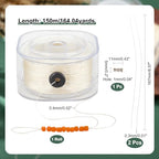PH PandaHall Beige 0.4mm Nylon, Polyester Beading Cord, 164 Yards, Ideal for Jewelry, Leather Sewing, Weaving, Knotting, Macrame - size: 0.4mm, style: Beige