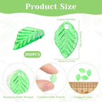 200 Pcs Green Leaf Beads, Leaves Charms for Jewelry Making, Leaf Shaped Beads, Transparent Acrylic Leaves Charm, Summer Plant Charms, Small Charm for Making Bracelets, Necklace, DIY Jewelry