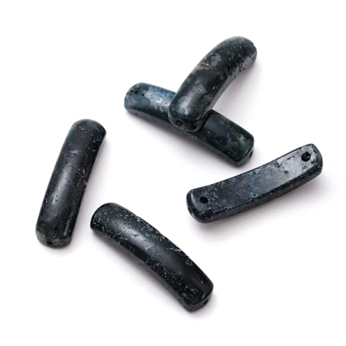 5PCS Natural Indian Agate Stone Rectangle Curved Beads Gemstone Pendants Connectors for DIY Bracelet Neclace Jewelry Making - color: Indian Agate