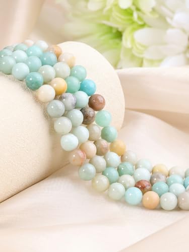 Jovivi 96pcs 8mm Round Amazonite Stone Beads for Jewelry Making - color: Amazonite