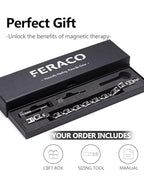 Feraco Mens Magnetic Bracelets, Classic Balck Titanium Stainless Steel Bracelet with Natural Hematite Magnet Stones,Men's Jewelry Gifts, 8.66 inch - color: Silver
