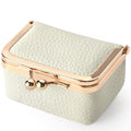 Zivyes Mini Jewelry Box Travel Small Coin Purse Organizer Case Genuine Leather Tiny Size (white 2.9 inches long) - color: White-Standard