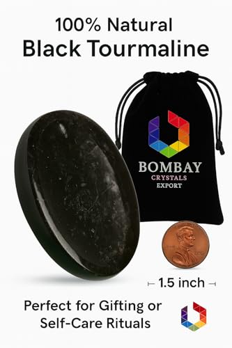 Black Tourmaline Worry Stone – Genuine Polished Palm & Thumb Crystal for Stress Relief, Grounding, Root Chakra Support & Travel Mindfulness Gift - color: Black Tourmaline