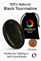 Black Tourmaline Worry Stone – Genuine Polished Palm & Thumb Crystal for Stress Relief, Grounding, Root Chakra Support & Travel Mindfulness Gift - color: Black Tourmaline