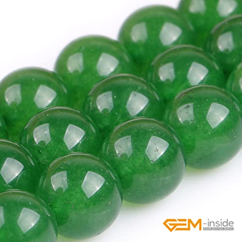 GEM-Inside Natural 14mm Green Taiwan Jade Gemstone Loose Beads Round Crystal Energy Stone Power for Jewelry Making 15" - color: Green Taiwan Jade, size: 14mm
