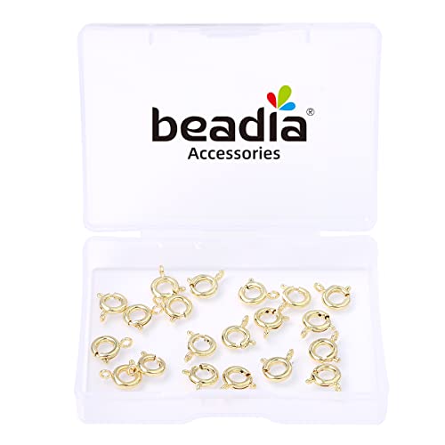 BEADIA 14K Gold Plated Spring Clasps Non Tarnish 7mm 20pcs for Jewelry Making Findings - color: Spring Clasps 14K Gold, size: 7mm