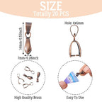 Fashewelry 20Pcs Red Copper Pinch Clip Bail Clasps Pendant Bead Connectors 20x7mm for Dangle Charm Jewelry Making - color: Red Copper