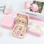 AYGXU Travel Jewelry Box for Women and Girls - Small Case With Initial A-Z - Teacher Gifts - color: pink, size: no letter