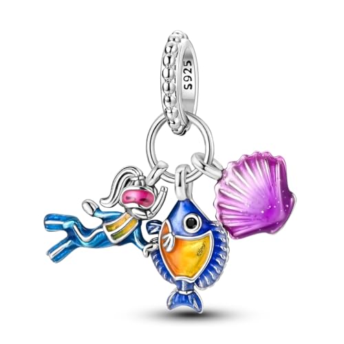 MULA 925 Sterling Silver Charms for Bracelets and Necklaces Lipstick and Bag Dangle Pendants Tower Camera Beads Jewelry Charms for Women - color: Diver