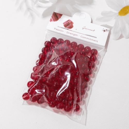 Raicegs 100pcs 8mm Garnet Beads Natural Gemstone Beads Round Loose Beads for Jewelry Making DIY Bracelets Necklace - color: Garnet, size: 8mm Round