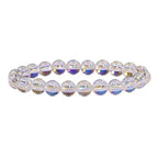 Angelstones Handmade Natural Healing Gemstone 6mm Round Beads Stretch Crystal Bracelet 7 Inch Unisex - color: Aqua Aura Clear Quartz
