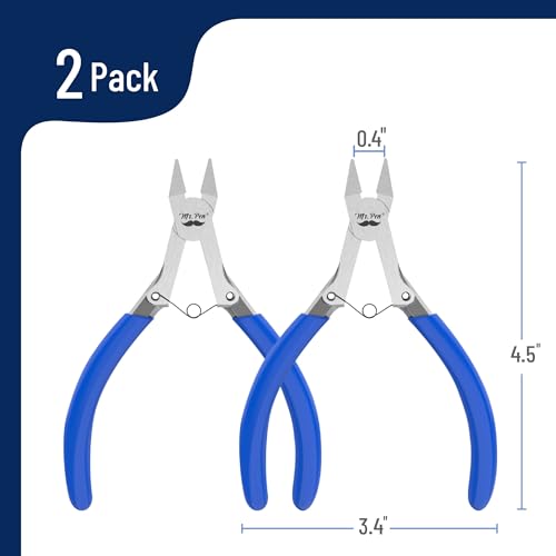Mr. Pen 5 Inch 2 Pack Wire Cutters - Diagonal, Flush, Side, Nippers, Cutting Pliers - color: Blue, size: 5 inch, 2 Pack