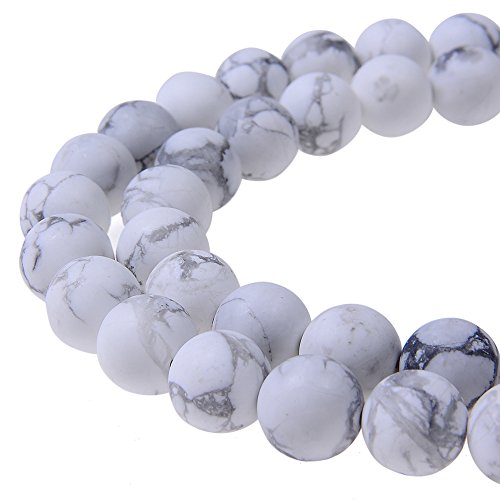 Natural Gemstone Loose Beads Matte Approxi 15.5 inch DIY Bracelet Necklace for Jewelry Making (6mm, Matte Black Stripe Howlite) - color: Matte Black Stripe Howlite, size: 6mm
