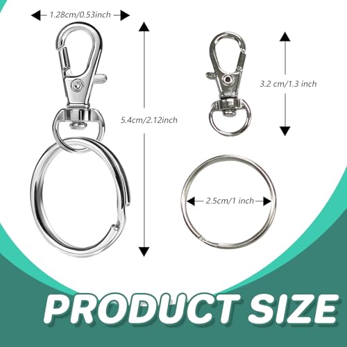 Keychain, 68PCS Swivel Snap Hooks with Key Rings, Metal Lobster Claw Clasp,34PCS Keychains Clips Hooks and 34PCS Key Chain Rings,Keychain Rings for DIY Crafts,Jewelry Making Silver/Mix - color: silver/mixed