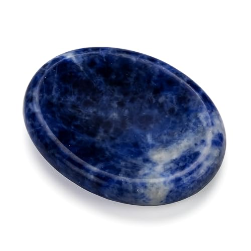 Sodalite Worry Stone – Natural Thumb Palm Stone for Mental Clarity, Focus & Emotional Balance – Pocket Crystal for Meditation & Calm - color: Sodalite