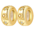 Spacer Stopper Beads for Bracelets & Necklaces, 925 Sterling Silver Beads | Smooth & Pave Cubic Zirconia (White, Blue, 18K Gold Plated) | Anti-Slide Separator Charms S925 Women Jewelry - color: 2Pcs Gold Star Spacer
