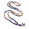 108 Mala Beads Genuine Semi-Precious Gemstone Hand Knotted 8MM Prayer Beads Long Multicolor Necklace 40 Inches - style: protection