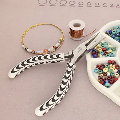 The Beadsmith Chain Nose Pliers – Zebra Print Line – 5 inches (127mm) – Comfortable Handle with Double Leaf Springs – Jewelry Making Tool for Creating Bracelets, Earrings and Necklaces - size: chain nose - 5"