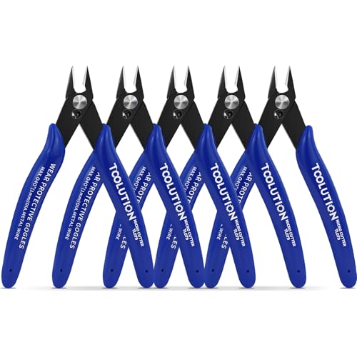 Micro Flush Cutters - 5 Pack Small Wire Cutter Snips Flush Cut Pliers Nippers - Side Cutter Diagonal Cutting Pliers for Zip Ties Craft Electronic - Sprue Cutters for Plastic Model - size: 5 Pack