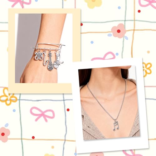 Charms for Jewelry Making Bulk Antique Silver Tibetan Alloy Pendants Love Word for Earring Bracelet Necklace - style: Music