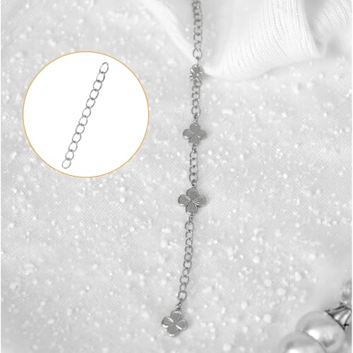 100 PCS Extender Chain for Jewelry Making Silver Necklace Extenders Removable Bracelet Extender Chains Extension Tails for Necklace Bracelet Anklets Key Chain - color: Silver