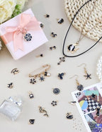 JIALEEY Assorted Gold Plated Enamel Charm Pendant DIY for Earrings Necklace Bracelet Jewelry Making and Crafting, Black 50PCS
