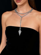 18K Gold Plated Knight's Shield Slip Chain for Women - color: Stainless Steel, size: 39''