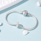 925 Sterling Silver Spacer Charm Bead with Clear CZ for Pandora Charms Bracelets - color: Clear Heart