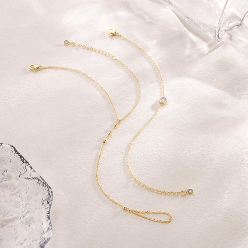CHESKY 14K Gold Plated Hand Chain Bracelets for Women Set - Dainty Finger Ring Bracelet Stack Adjustable Hand Chains Durable Beaded Bracelets Trendy Simple Body Jewelry Gift for Women - style: bead bracelet