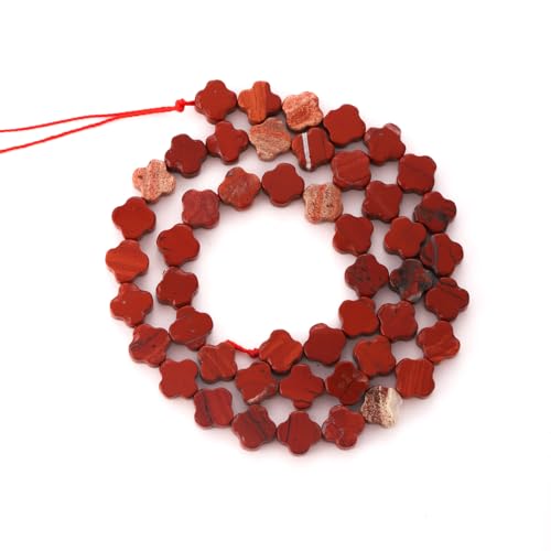 8mm Natural Red Stone Gemstone Faceted Clovers Beads Four-Leaf Spacer Loose Beads for DIY Jewelry Making Beads - color: Red Stone