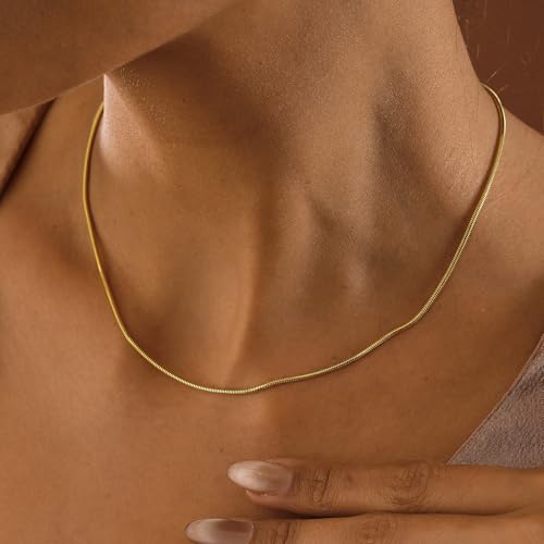 Gold Layered Necklaces for Women, 14K Gold Plated Dainty Gold Chain Choker Necklace Stack, Herringbone Gold Necklaces Set - color: gold-3-Box
