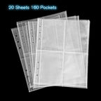 Clear Double-Sided Refill Inner Pages for Transparent Jewelry Storage Book 6 Ring Binder, 20 Sheets 160 Pockets - color: 20 Sheets for Small Bags