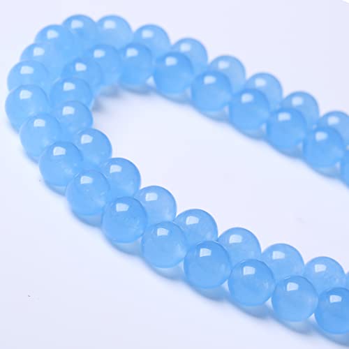 12MM Blue Chalcedony Round Loose Beads Natural Gem Beads Crystal Energy Stone Beads for Jewelry Making DIY Bracelet Necklace - color: Blue Chalcedony, size: 12MM