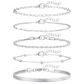 adoyi Gold Bracelets for Women, 14K Gold Plated Stackable Bracelet Stack Set Adjustable Charm Paperclip Chain Cuban Link Layered Waterproof Jewelry Sets Gifts for Womens - color: Silver 6.5 IN General Wrist
