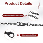 HARFINGTON 20 Pack 18 Inch Necklace Chains Bulk 2mm Black Plated Cable Chains with Lobster Clasps for Jewelry Making - color: Black, size: 18 Inch x 2mm