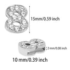 Shapenty 10mm Full Rhinestone 0-9 Number Slide Charms Spacer Beads for DIY Craft Bracelet Wristband Necklace Choker Keychain Hair Clip Jewelry Making, 50PCS - color: Silver