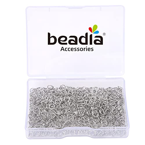 BEADIA Platinum Plated Jump Rings Non Tarnish 4mm 900pcs for Jewelry Making Findings - color: Platinum, size: 0.5x4mm