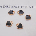 200 pcs Tiny Heart Enamel Charm Gold Plated Alloy Love Pendant Bracelet Earring Keychain Jewelry Crafts 6x8mm - color: Black