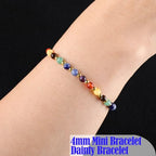 QOGIR 14k gold Handmade Healing Bracelet, Natural Gem Stone Crystal Elastic Gold Bracelet - color: 7 Chakra - Activate The Chakras, size: 4m
