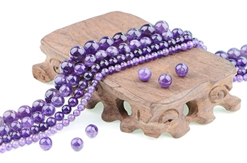Bymitel 90 pcs Natural Genuine Real Round Loose Stone Beads Gemstone Spacers for Charm DIY Jewelry Making 15.5" per Strand 4mm (Amethyst, 4mm) - color: Amethyst, size: 4mm