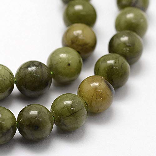 About 64pcs Round Taiwan Jade Beads Strands,6mm Dark Green Loose Spacer Beads, Crystal Stone for Necklace Earrings Jewelry Making, Hole: 1mm