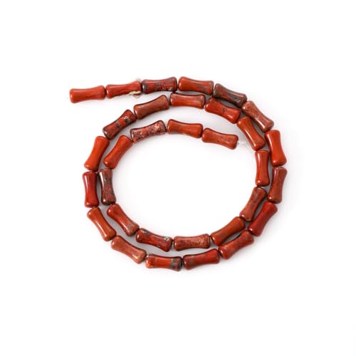5x12mm Natural Red Stone Bamboo Shape Gem Healing Energy Loose Spacer Beads for DIY Necklace Bracelet Earring - color: Red Stone
