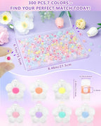 FIVEIZERO 300PCS Acrylic Flower Beads — Multicolor Transparent Flower Bracelet Charms for DIY Jewelry Making, Bracelets & Necklaces - color: Frosted Acrylic