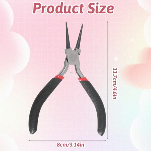 Round Nose Pliers for Jewelry Making 5 Inch Precision Jewelry Pliers Stainless Steel Chain Nose Plier Jewelry-Making-Tools for DIY Crafts Hobby Projects (Black) - color: Black